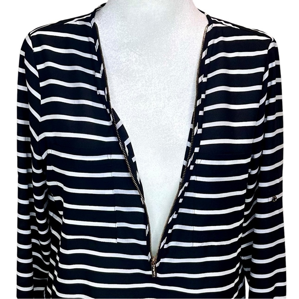 Calvin Klein V Neck Long Sleeve Striped Blouse Size M - Picture 5 of 14